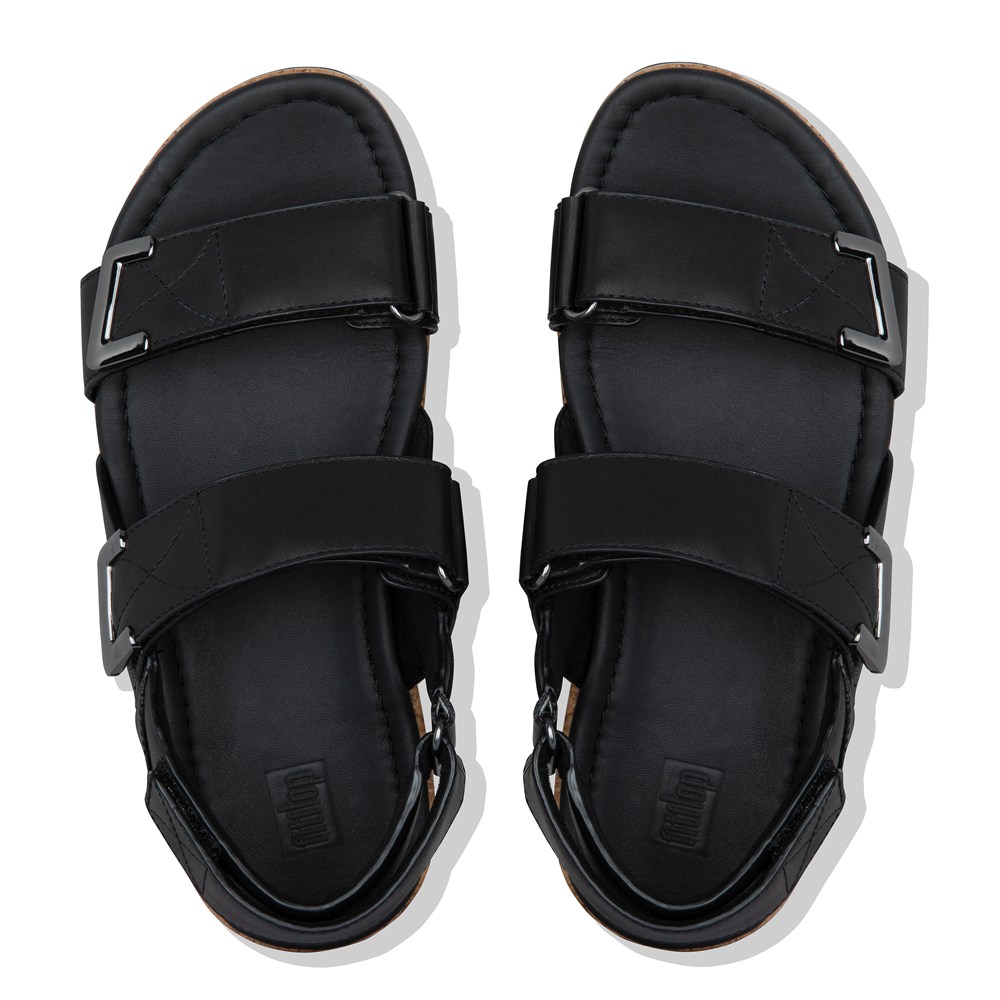 Fitflop Womens Sandals - Remi Adjustable Leather - Black - 261-ZVYWEQ